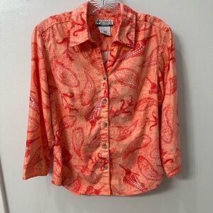 COLUMBIA 3/4 Sleeve Button Down Blouse | Women's Size Medium | EUC